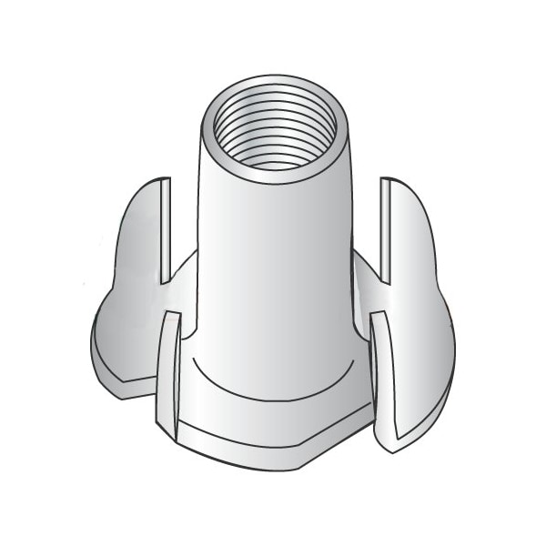 Newport Fasteners T-Nut, 4 Prongs, 5/16"-18, 18-8 Stainless Steel, 3/8 in Barrel Ht, 500 PK 737827 - main